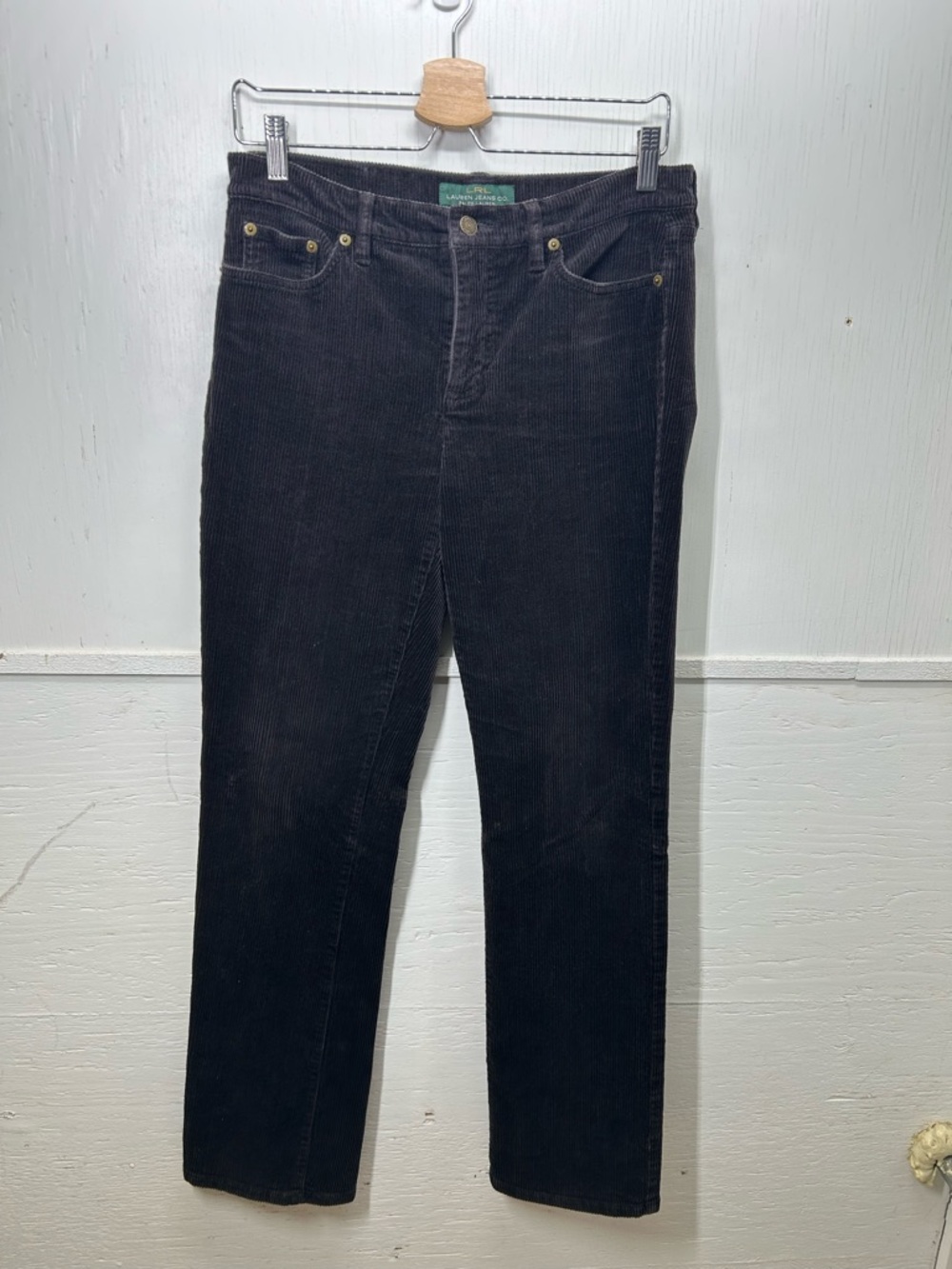Ralph Lauren Black Corduroy Straight-Leg Pants